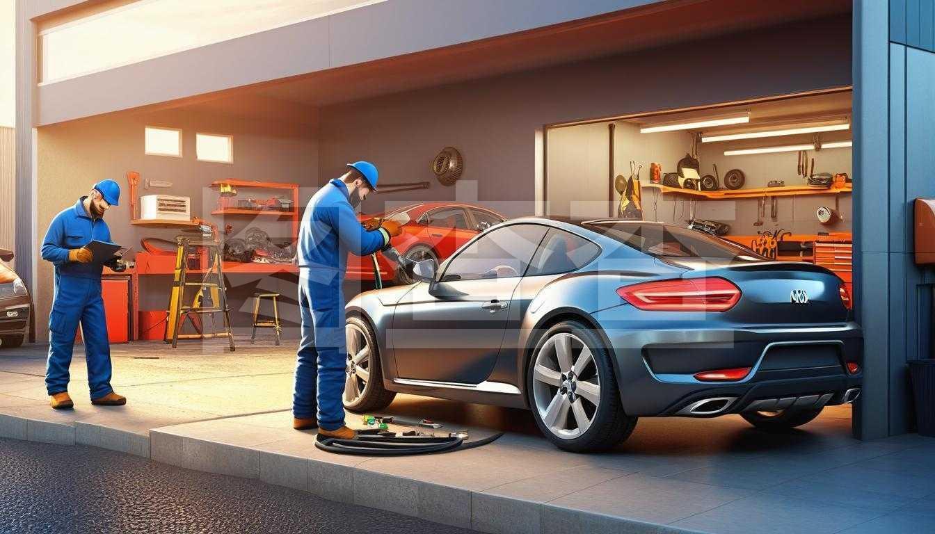 修車廠外的現(xiàn)代汽車修理